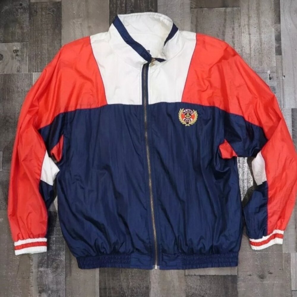 Vintage Marine Club by Indications Nylon Jacket Red White Blue Nautical 90s Larg